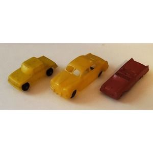 Tootsie Toy Ford and 2 Plastic Cars Unknown Manufacturer